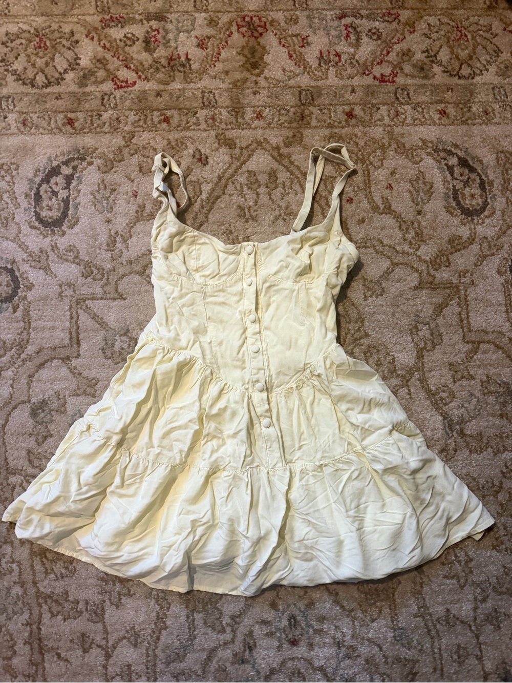 White fox Butter Yellow Button Down Sundress